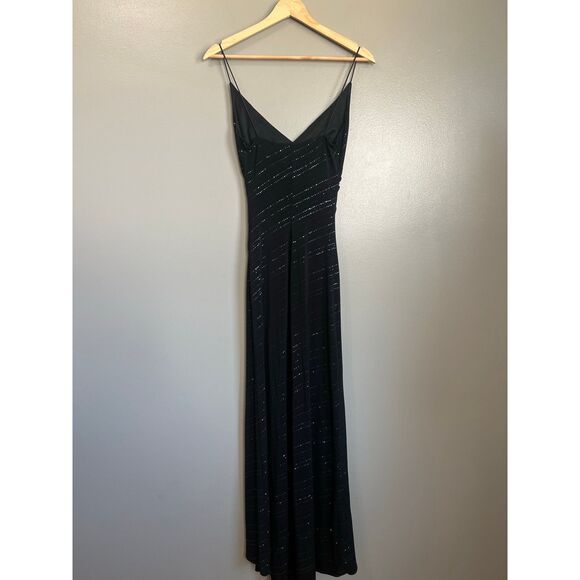 Y2K City Triangles black sparkly maxi dress small gothic vixen formal party - Picture 1 of 10